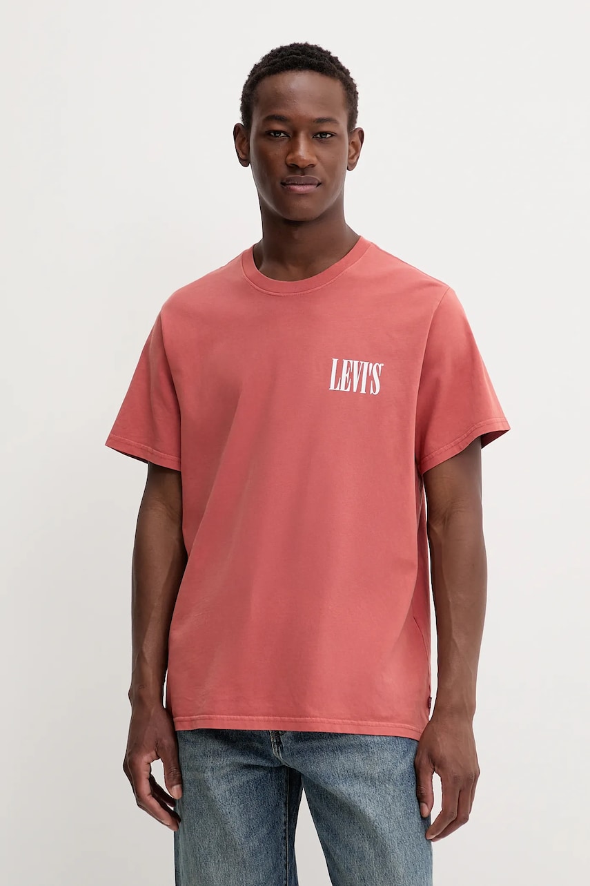 Levi\'s tricou din bumbac culoarea bej, cu imprimeu