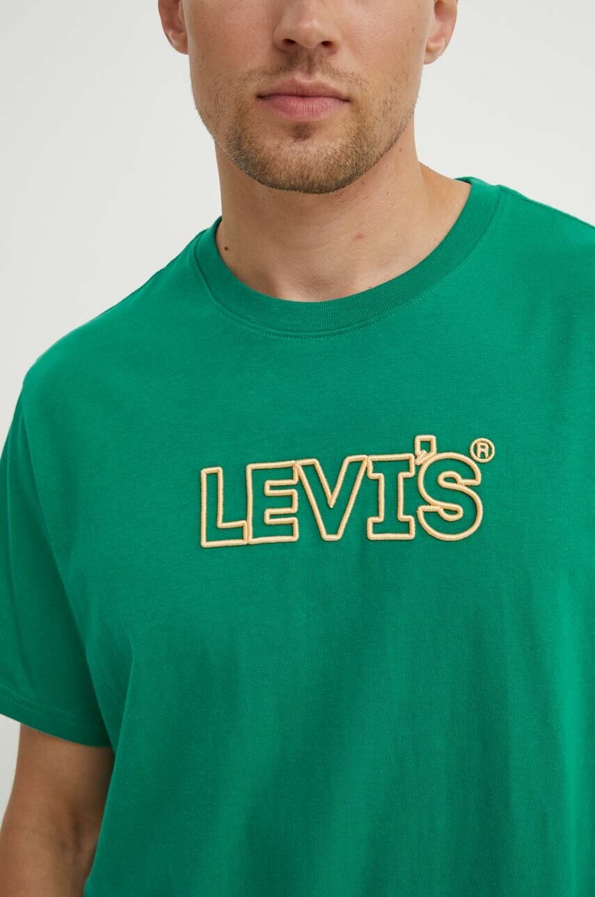 

Памучна тениска Levi's в бяло с принт, Тюркоазен