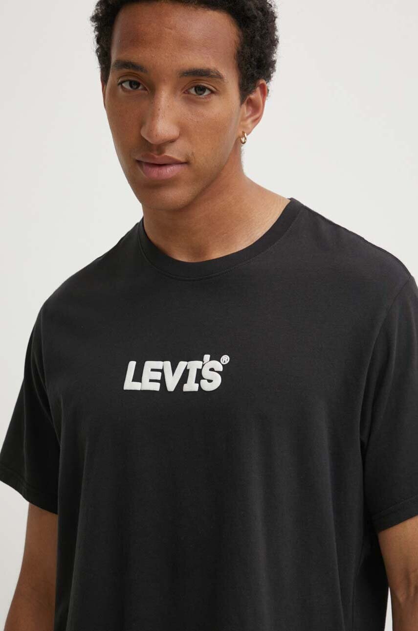 Levi\'s tricou din bumbac barbati, culoarea gri, cu imprimeu