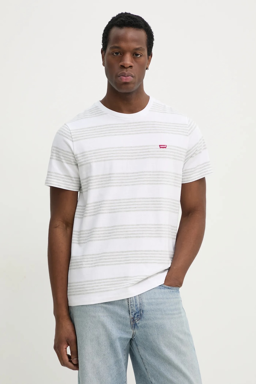 Levi's tricou din bumbac barbati, culoarea alb, neted