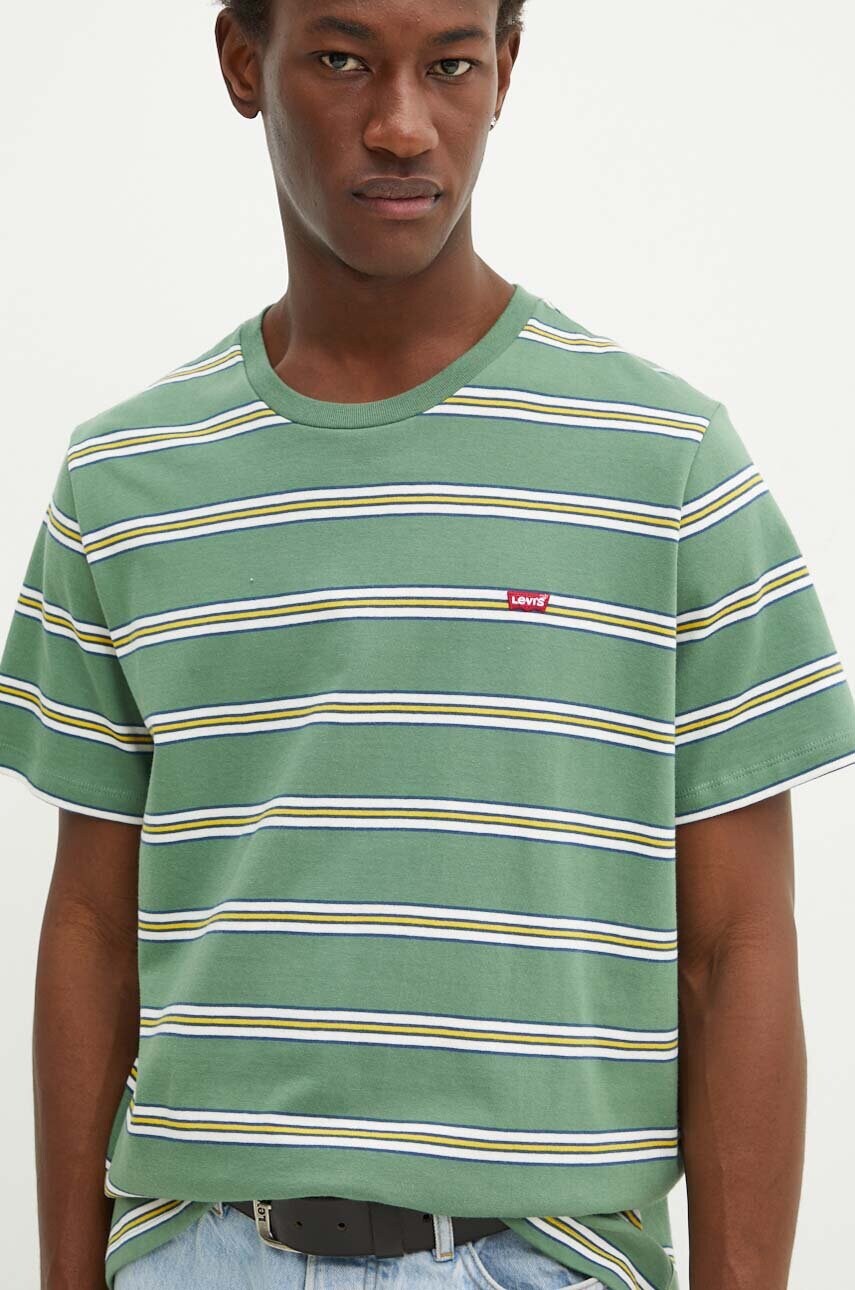 Levi's tricou din bumbac barbati, culoarea verde, neted Levi's tricou din bumbac barbati, culoarea verde, neted