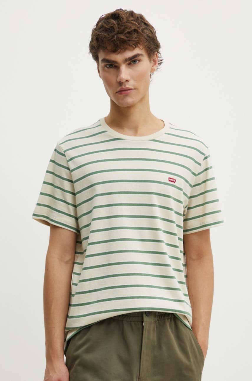 Levi\'s tricou din bumbac barbati, culoarea bej, neted