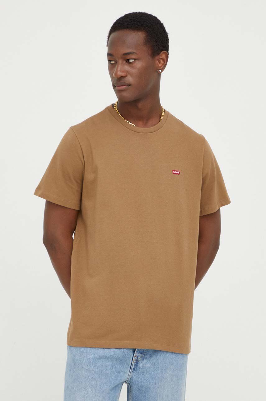 Levně Bavlněné tričko Levi's hnědá barva