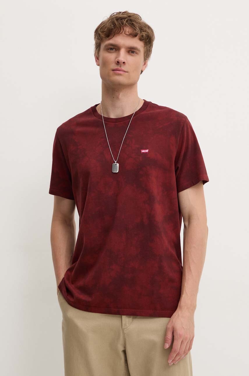 Levi\'s tricou din bumbac barbati, culoarea bordo, neted