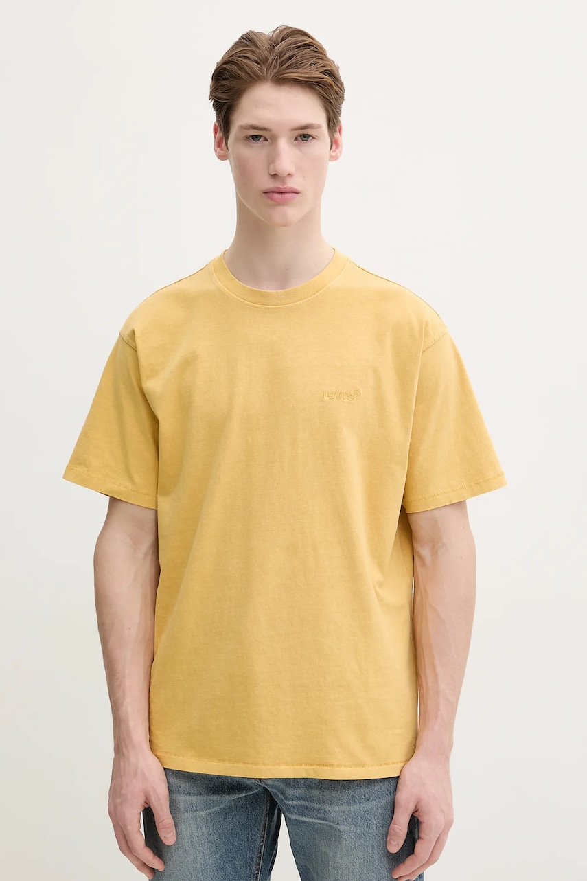 Levi's tricou din bumbac barbati, culoarea galben, modelator