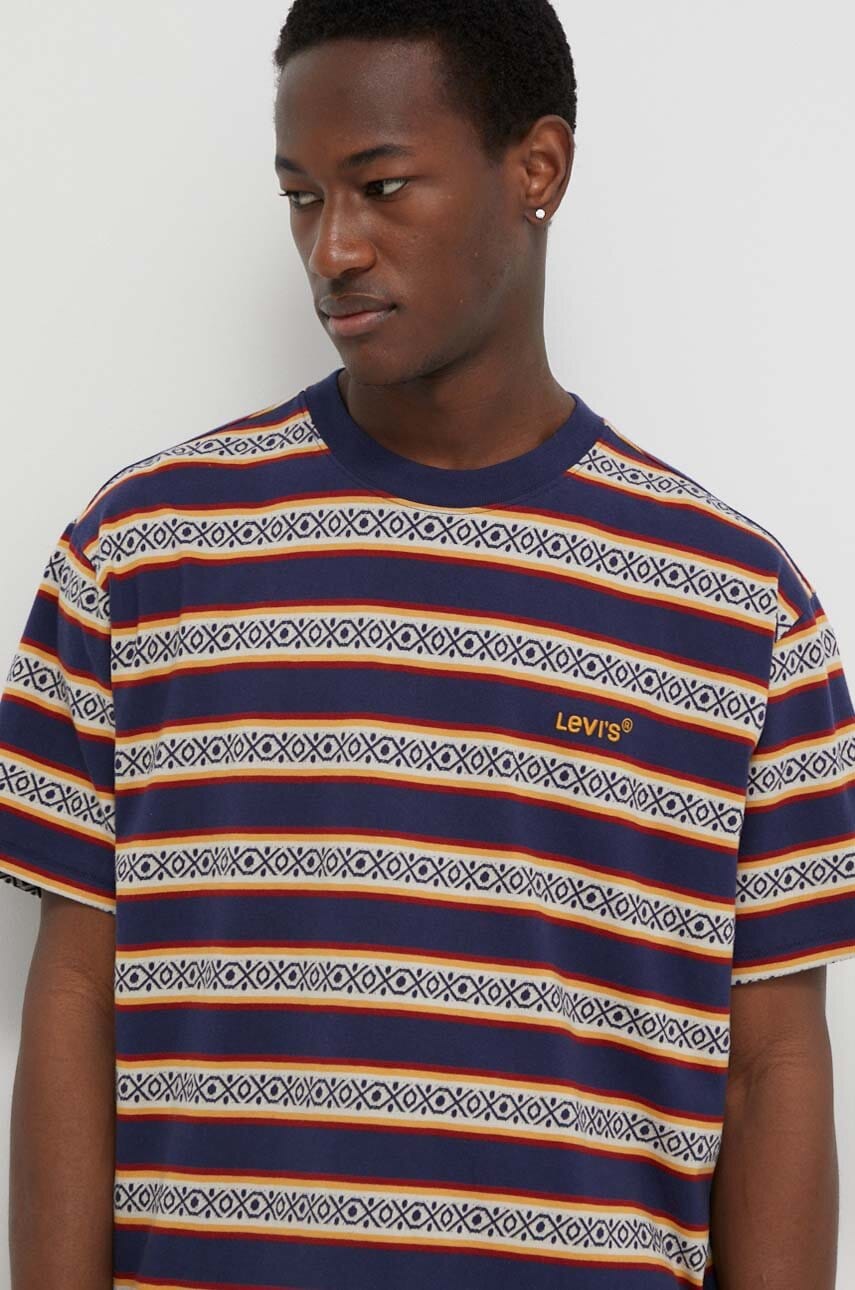 Levi's tricou din bumbac barbati, culoarea albastru marin, modelator Levi's tricou din bumbac barbati, culoarea albastru marin, modelator