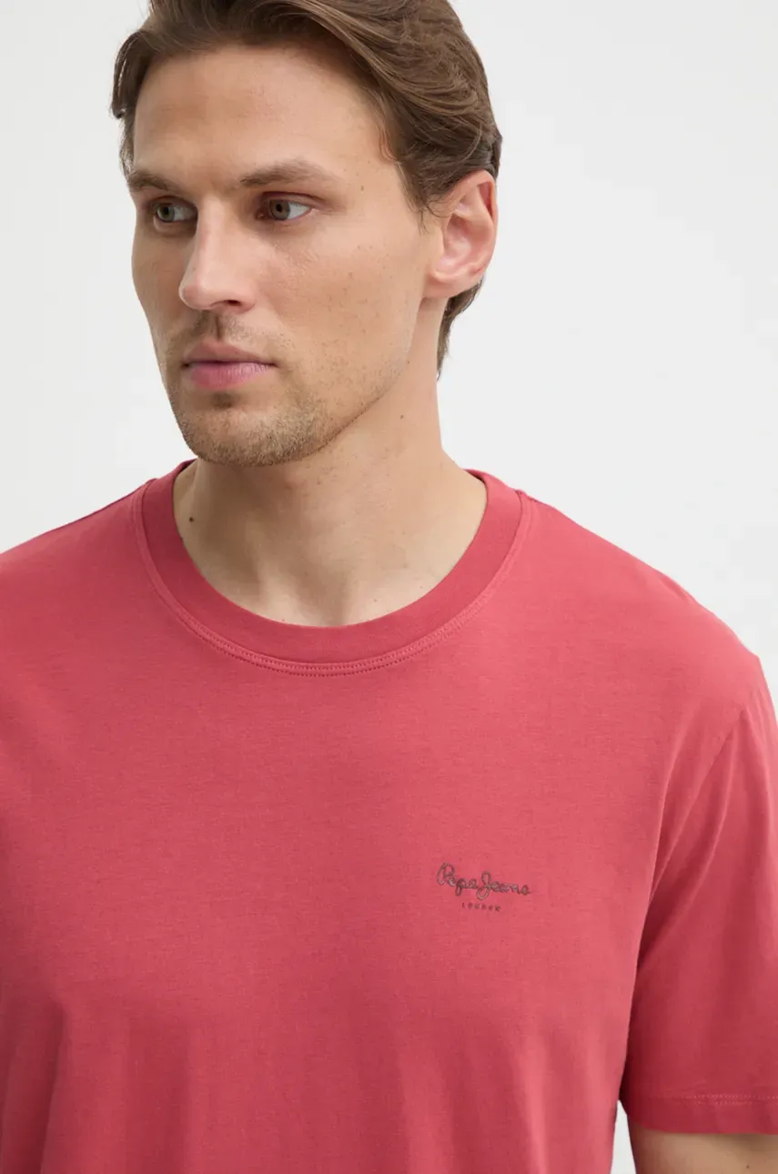 Хлопковая футболка Pepe Jeans Jacko цвет розовый однотонная PM508664 Хлопковая футболка Pepe Jeans Jacko цвет розовый однотонная PM508664