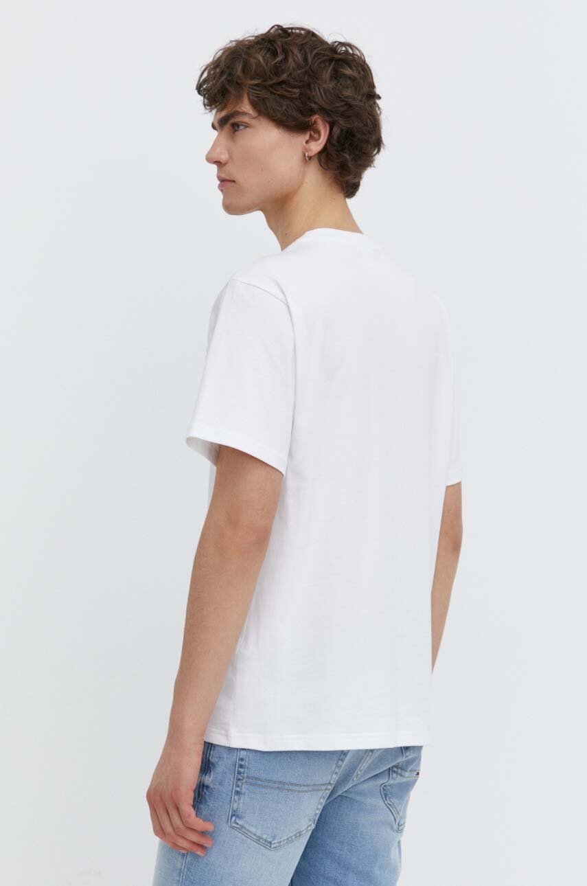 Βαμβακερό μπλουζάκι Herschel ανδρικά, χρώμα: άσπρο φωτογραφία