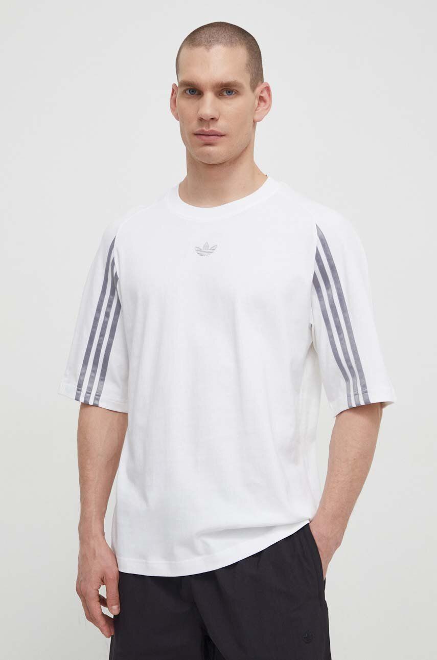 adidas Originals tricou din bumbac Fashion Raglan Cutline bărbați, culoarea alb, cu model, IT7446