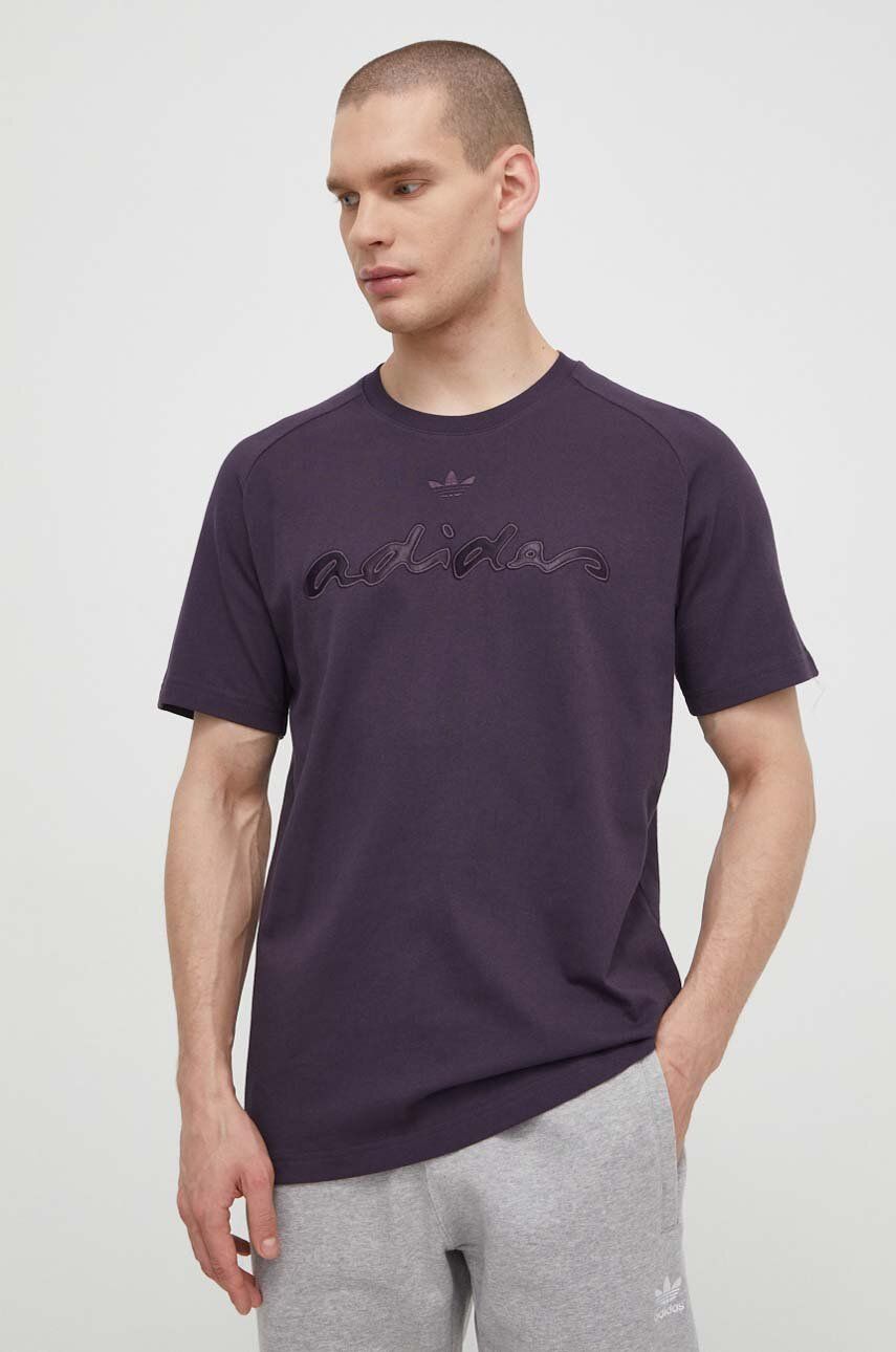 adidas Originals tricou din bumbac Fashion Graphic bărbați, culoarea violet, uni, IT7493