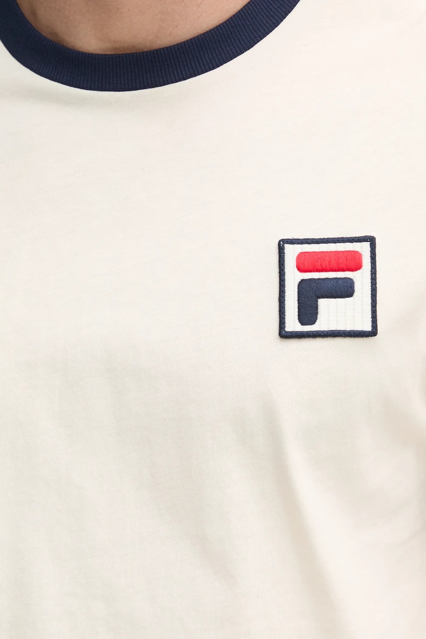 Βαμβακερό μπλουζάκι Fila ανδρικά, χρώμα: μπεζ φωτογραφία