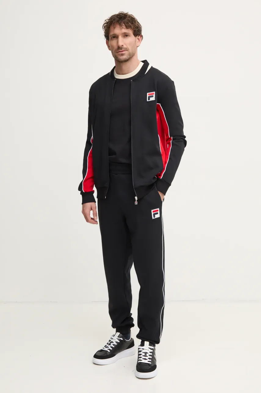 Хлопковая футболка Fila мужской цвет чёрный узорный Хлопковая футболка Fila мужской цвет чёрный узорный