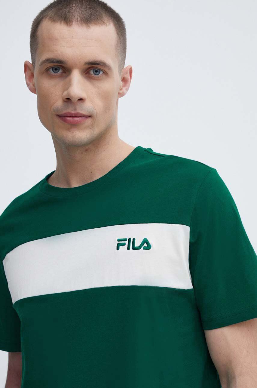 Levně Bavlněné tričko Fila Lankaran zelená barva, s aplikací, FAM0680