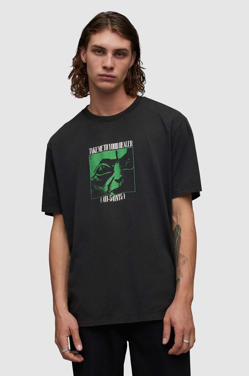 Levně Bavlněné tričko AllSaints Zeta černá barva, s potiskem