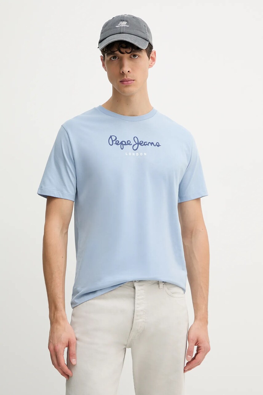 Pepe Jeans tricou din bumbac Eggo barbati, cu imprimeu, PM508208