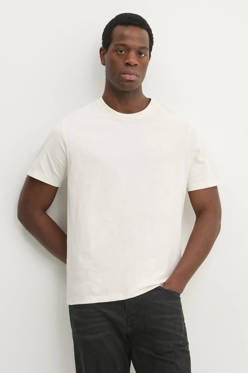 Pepe Jeans tricou din bumbac Connor bărbați, culoarea bej, uni, PM509206