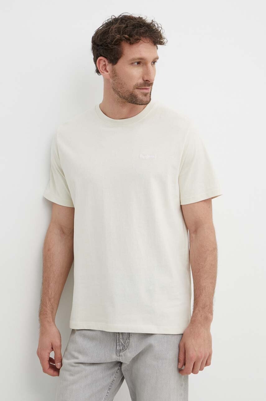 Pepe Jeans tricou din bumbac Connor barbati, culoarea gri, neted