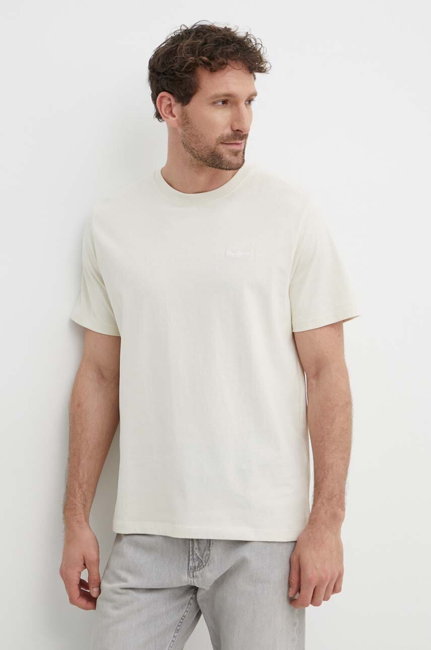 Pepe Jeans tricou din bumbac Connor barbati, culoarea gri, neted