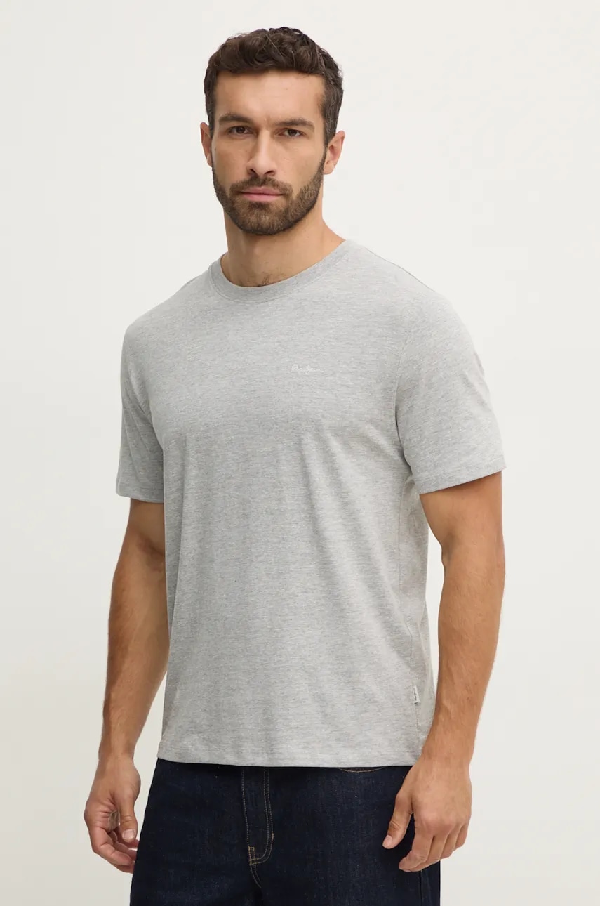 Pepe Jeans tricou din bumbac Connor barbati, culoarea gri, neted, PM509206 Pepe Jeans tricou din bumbac Connor barbati, culoarea gri, neted, PM509206