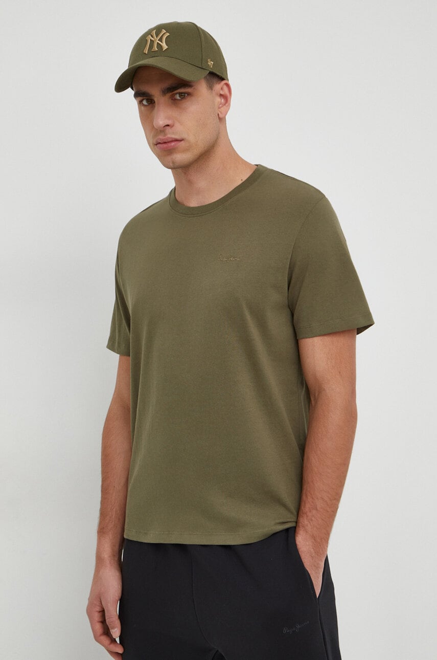 Pepe Jeans tricou din bumbac Connor barbati, culoarea verde, neted