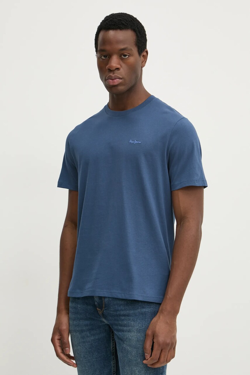 Levně Bavlněné tričko Pepe Jeans Connor modrá barva, PM509206