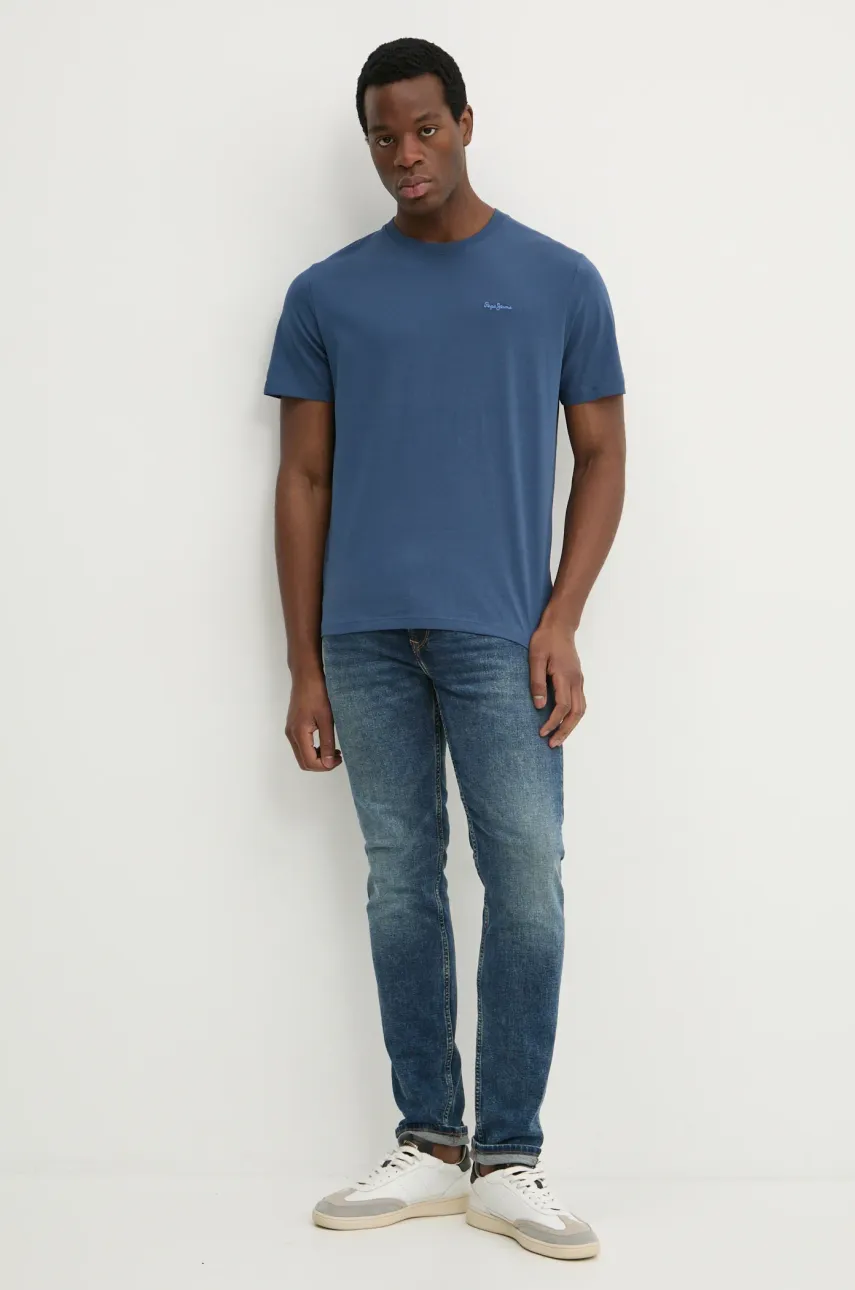 Хлопковая футболка Pepe Jeans Connor мужская однотонная PM509206 Хлопковая футболка Pepe Jeans Connor мужская однотонная PM509206