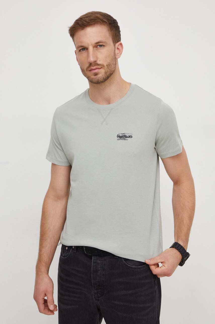 Pepe Jeans tricou din bumbac CHASE barbati, culoarea verde, cu imprimeu