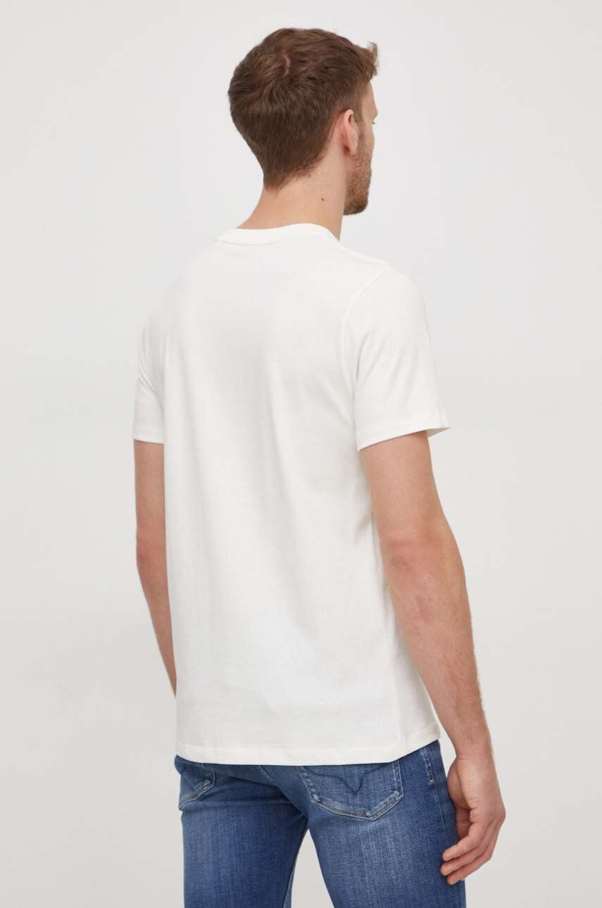 Pepe Jeans Tricou Din Bumbac Chuck Barbati, Culoarea Bej, Cu Imprimeu