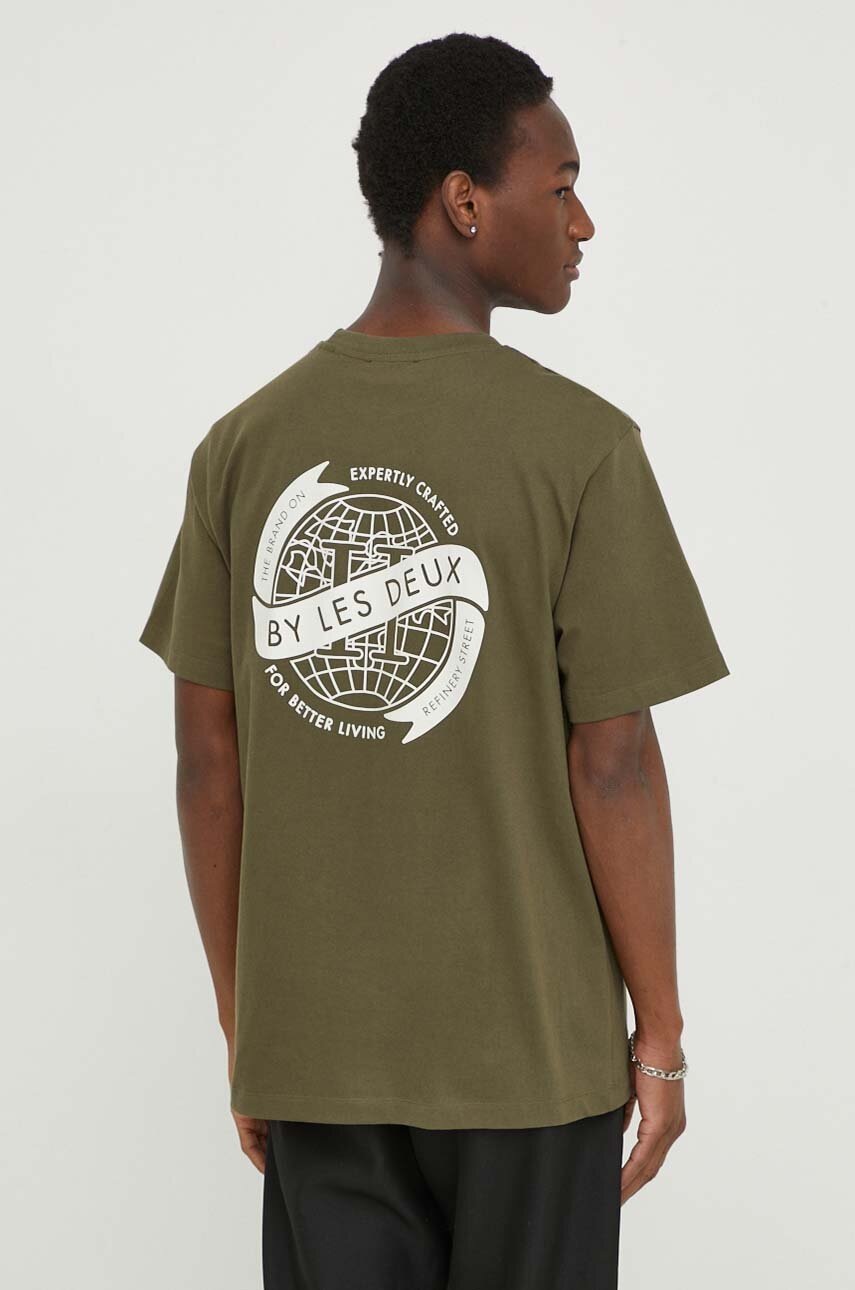 Βαμβακερό μπλουζάκι Les Deux ανδρικά, χρώμα: πράσινο LDM101164 φωτογραφία
