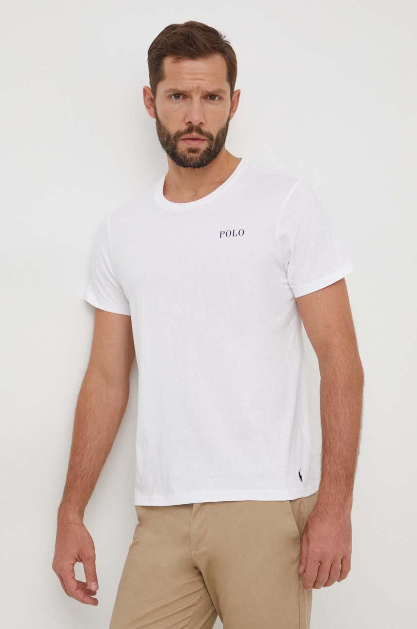 Levně Bavlněné tričko Polo Ralph Lauren bílá barva, s potiskem, 714931650
