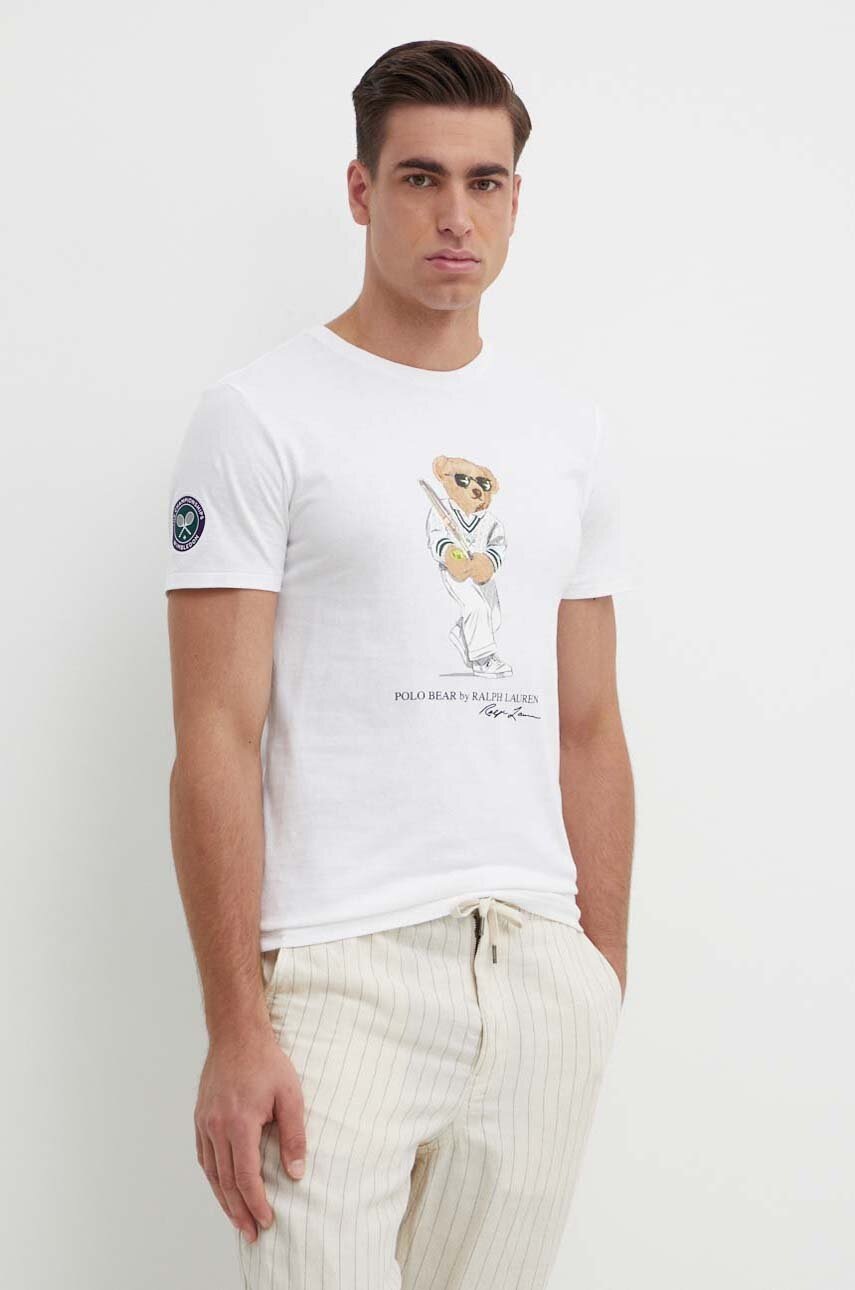 

Памучна тениска Polo Ralph Lauren в бяло с принт 710939647, Бял