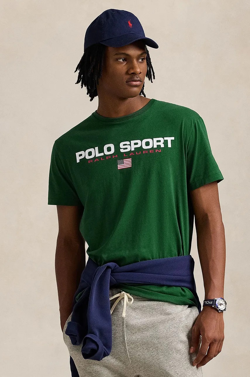 

Памучна тениска Polo Ralph Lauren в зелено с принт 710750444, Зелен
