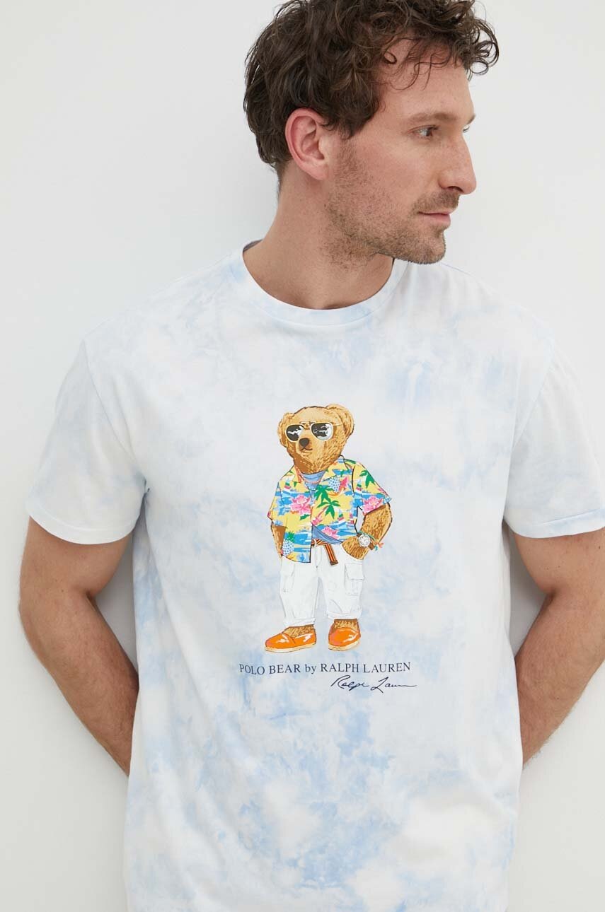 

Памучна тениска Polo Ralph Lauren в синьо с десен 710934699, Син