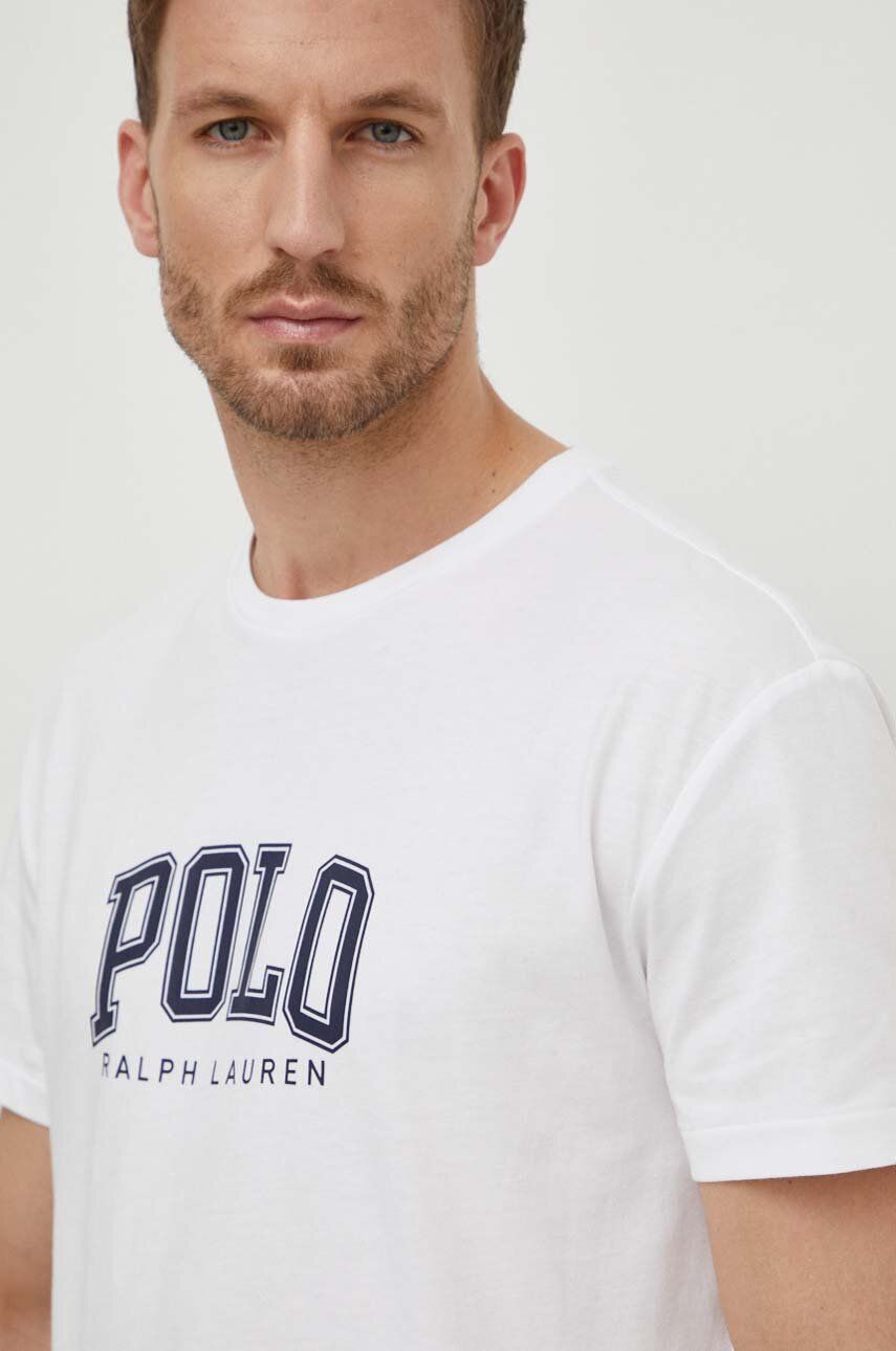 Bavlněné tričko Polo Ralph Lauren bílá barva, s potiskem, 710934714