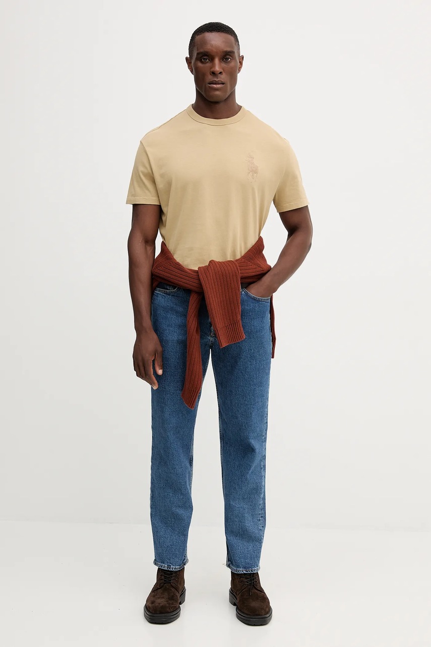 Хлопковая футболка Polo Ralph Lauren однотонная 710936509