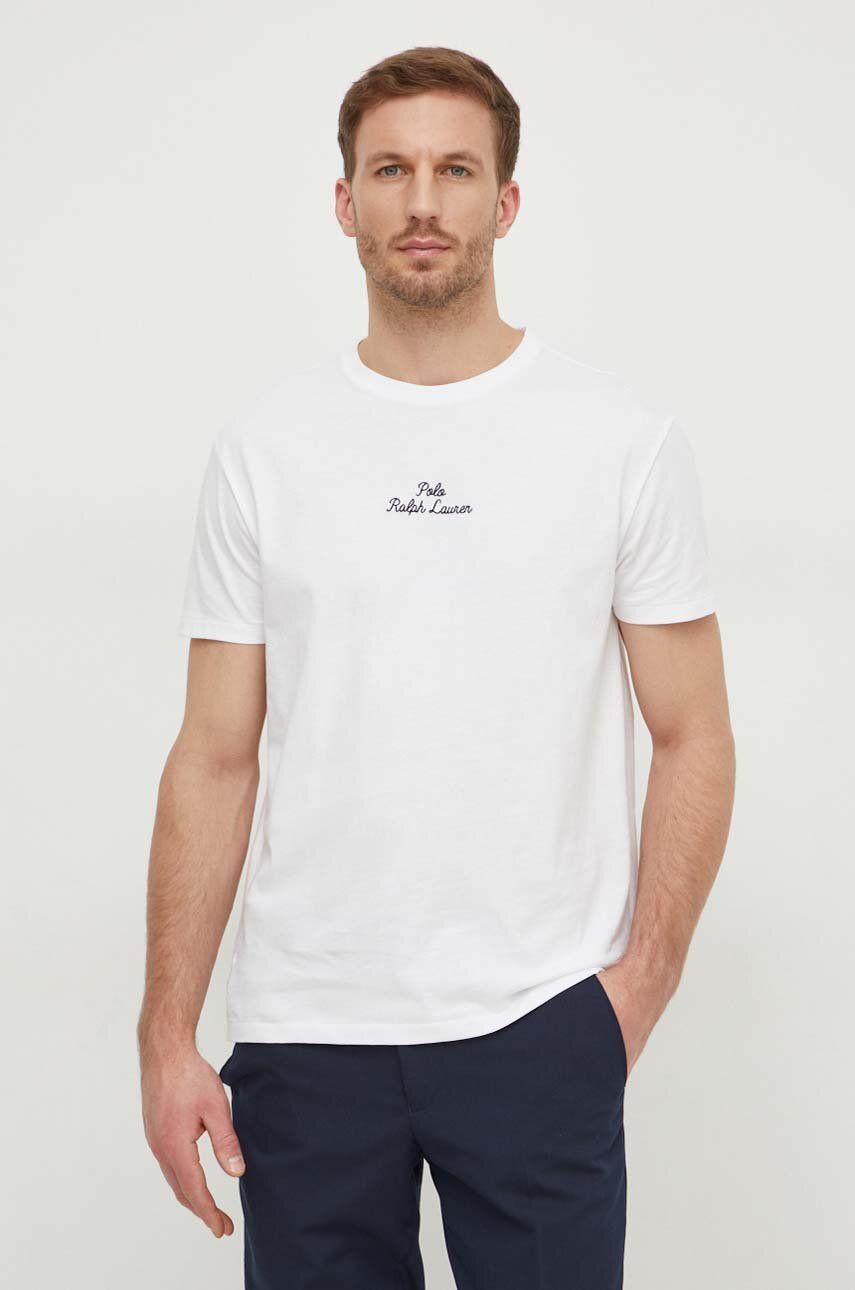 Levně Bavlněné tričko Polo Ralph Lauren bílá barva, 710936585