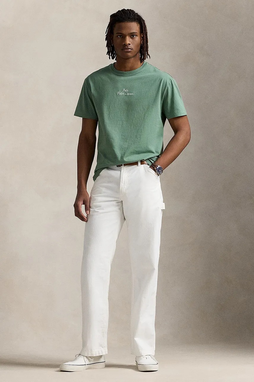 

Памучна тениска Polo Ralph Lauren в черно с изчистен дизайн 710936585, Зелен