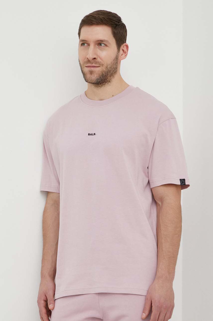 BALR. tricou din bumbac barbati, culoarea roz, cu imprimeu