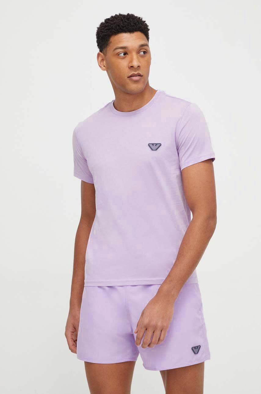 Levně Bavlněné tričko Emporio Armani Underwear fialová barva, 211818 4R463