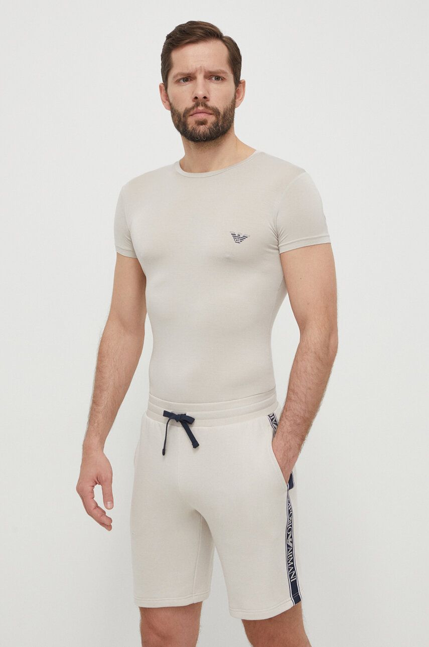Levně Tričko Emporio Armani Underwear 2-pack béžová barva, s potiskem, 111670 4R733