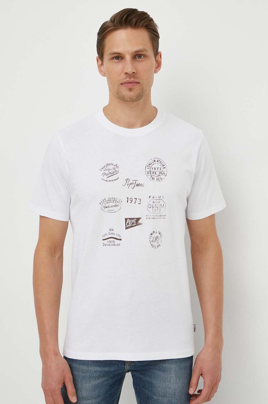 E-shop Bavlněné tričko Pepe Jeans bílá barva, s potiskem
