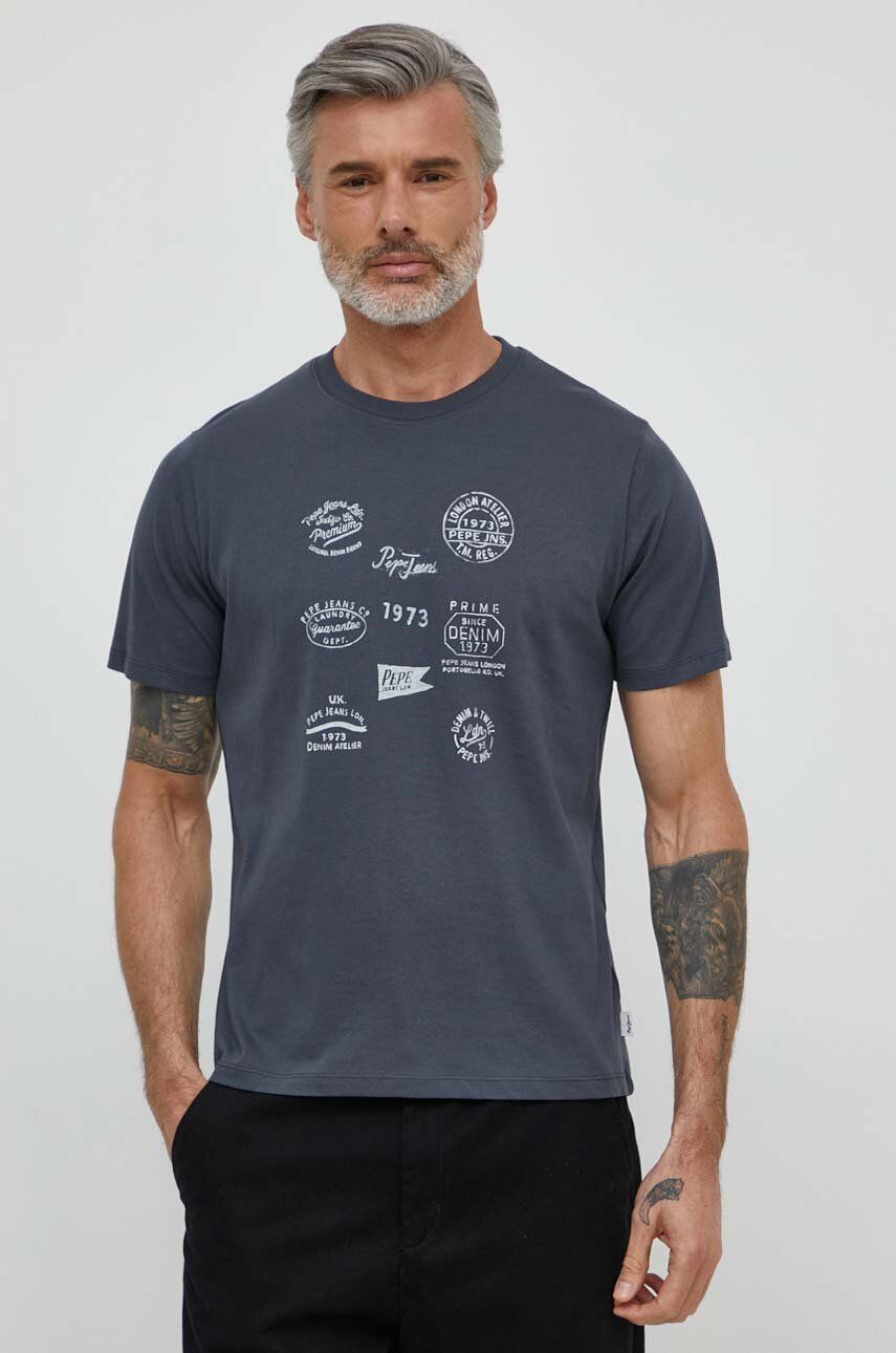E-shop Bavlněné tričko Pepe Jeans šedá barva, s potiskem