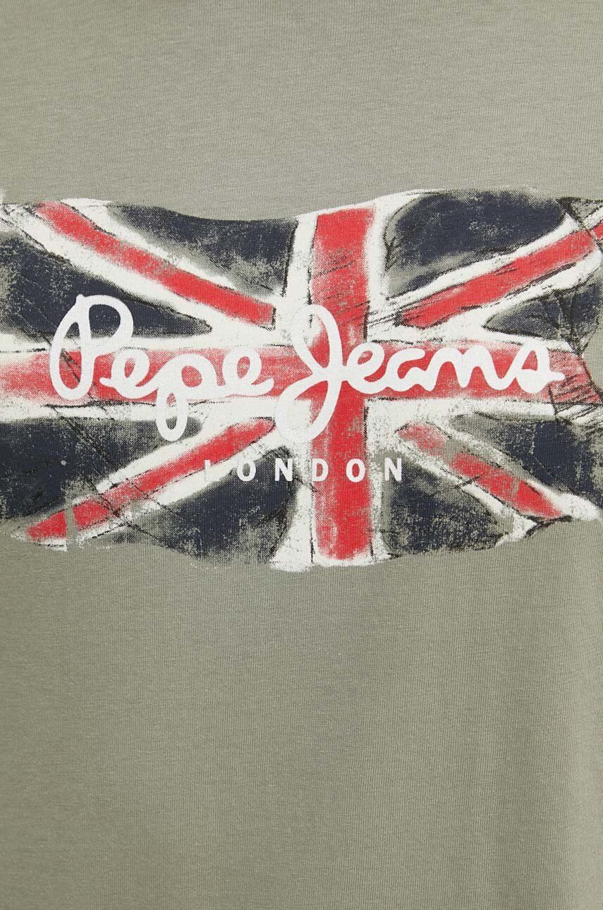 Pamučna Majica Pepe Jeans Clag Za Muškarce, Boja: Zelena, S Tiskom, PM509384