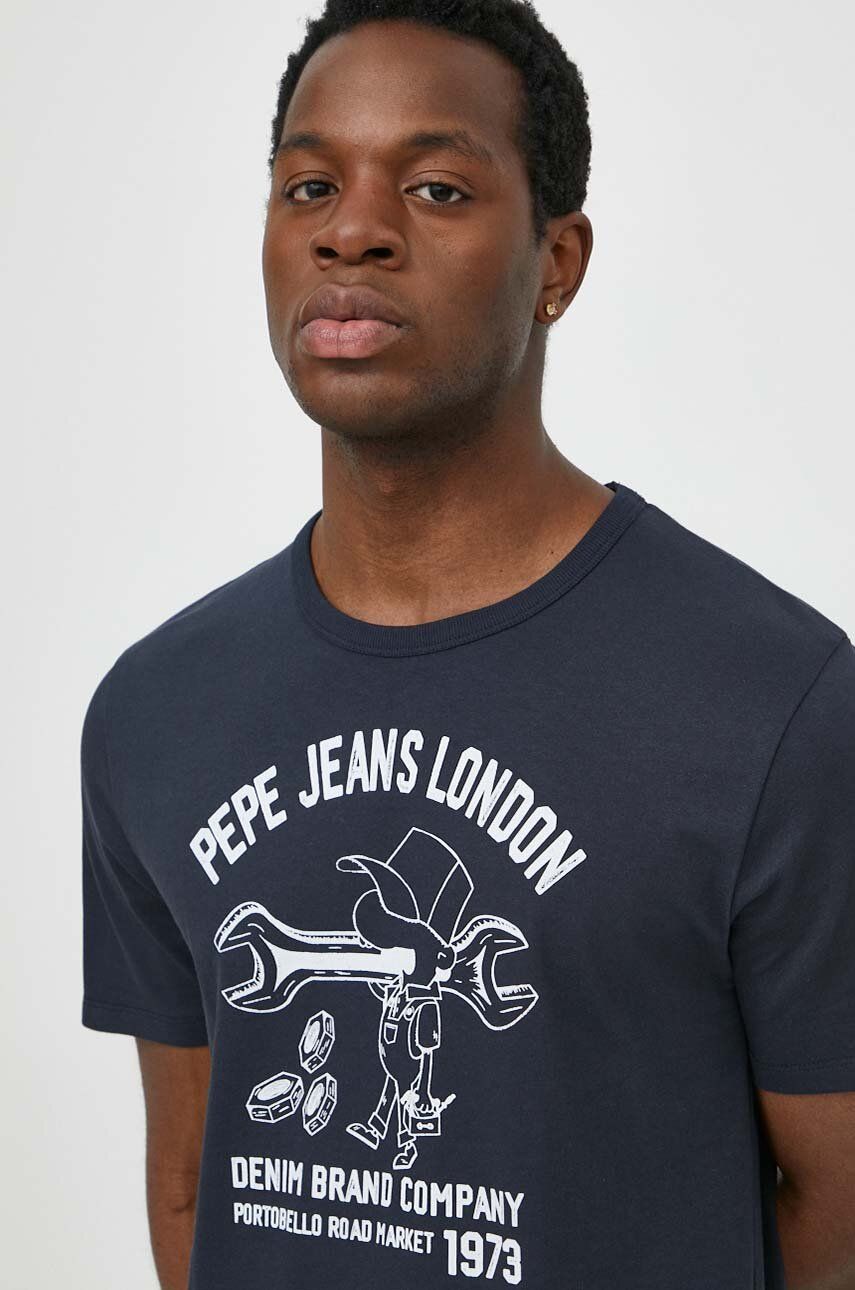 E-shop Bavlněné tričko Pepe Jeans tmavomodrá barva, s potiskem