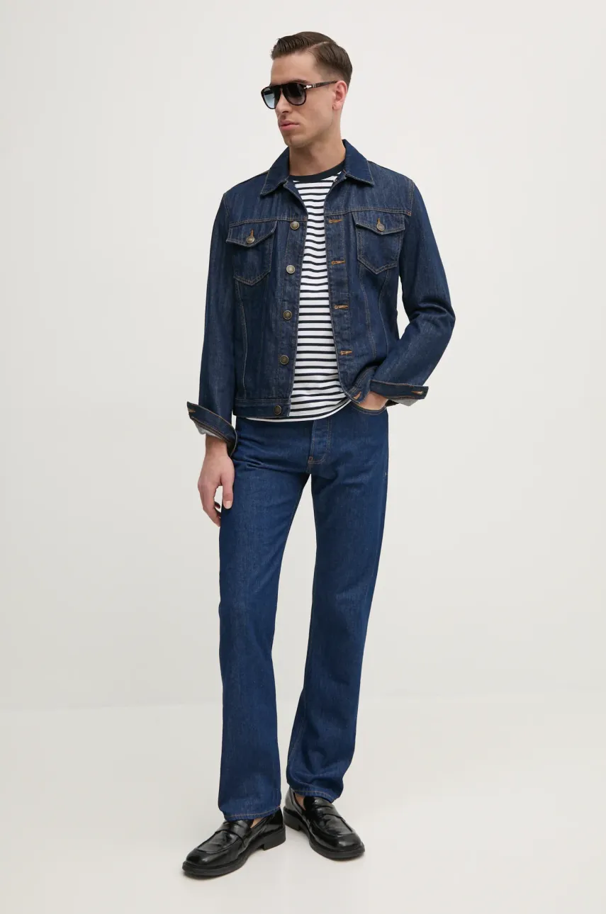 Хлопковая футболка Pepe Jeans CANE мужская цвет синий узорная PM509391 Хлопковая футболка Pepe Jeans CANE мужская цвет синий узорная PM509391