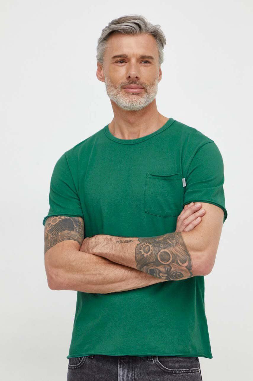 Pepe Jeans tricou din bumbac Single Carrinson barbati, culoarea verde, neted