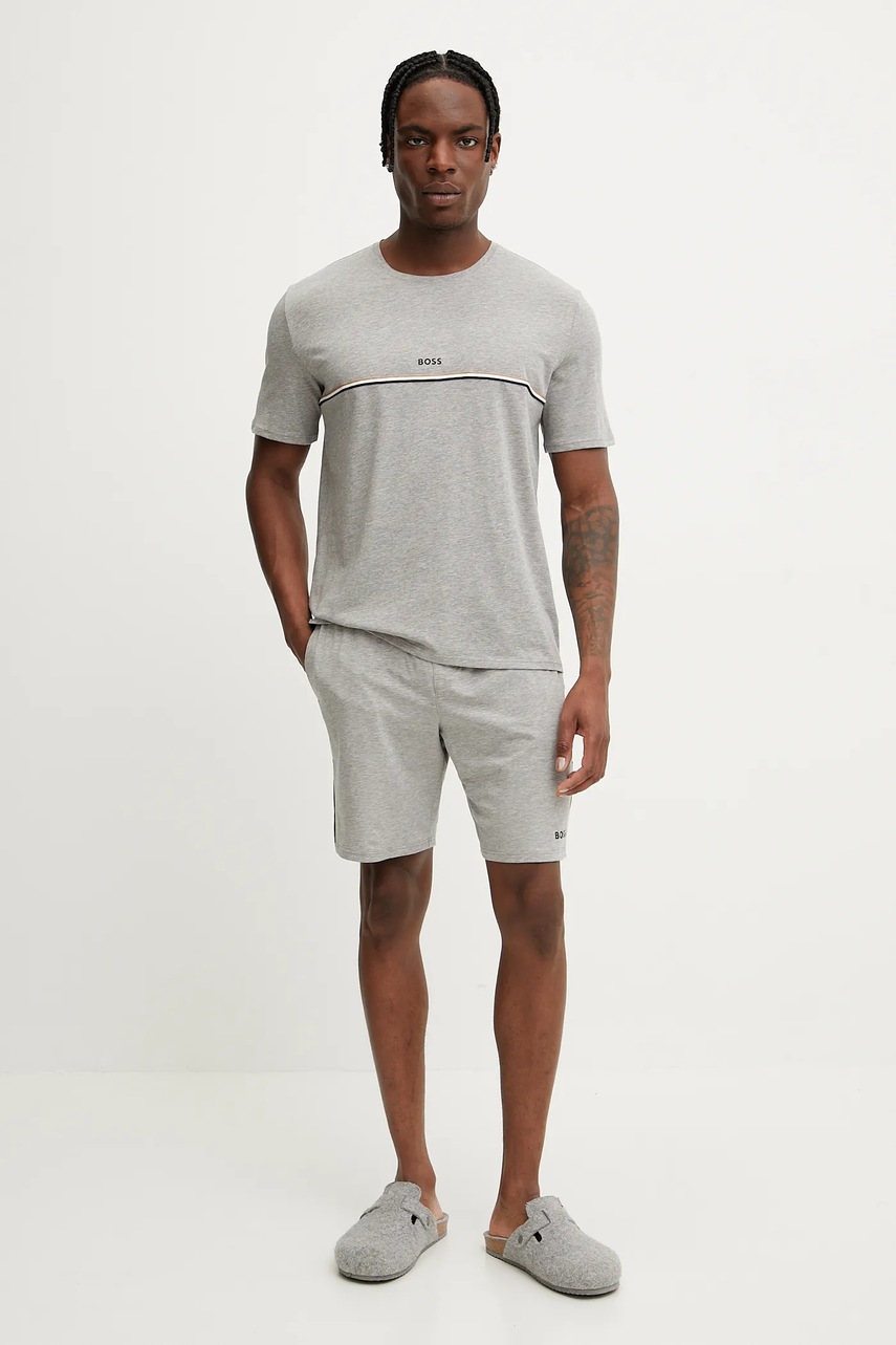 Футболка лаунж BOSS цвет серый с принтом Футболка лаунж BOSS цвет серый с принтом