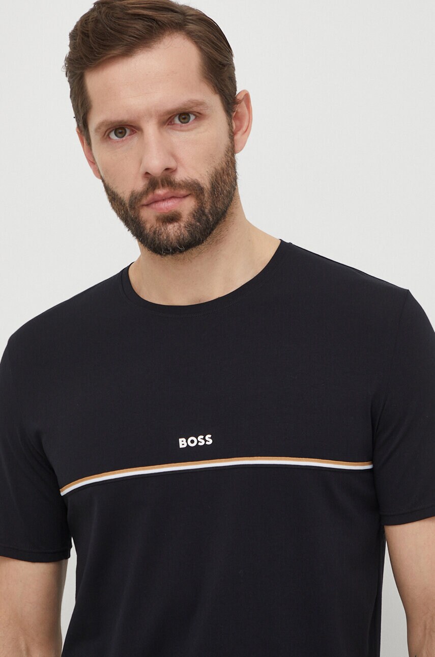 BOSS tricou lounge culoarea negru, cu imprimeu 50515395