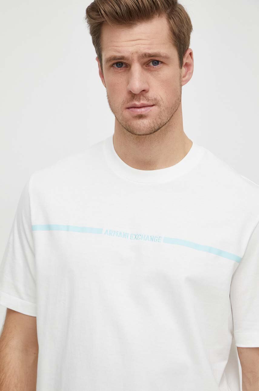 Levně Bavlněné tričko Armani Exchange béžová barva, s potiskem, 3DZTLG ZJ9JZ