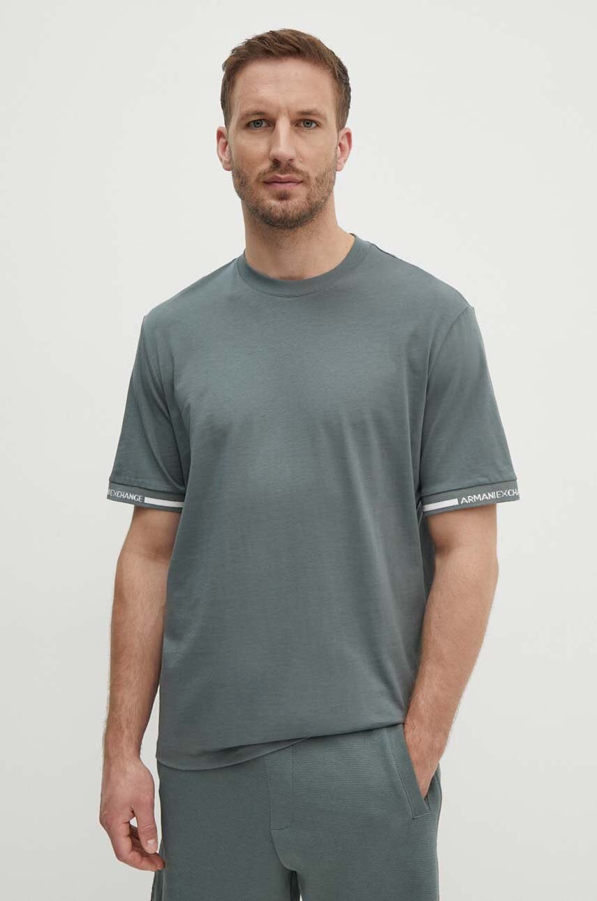 

Памучна тениска Armani Exchange в зелено с изчистен дизайн, Зелен